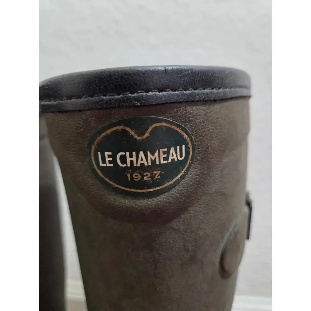 Le Chameau Hunting Green Plaid Tartan Lined Rubber Tall Wellington Boots Size 41